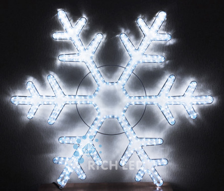 Светодиодная снежинка Rich LED, белый, дюралайт на металлокаркасе, 100 см, 220 B. RL-SFDL100-W