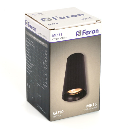 Светильник потолочный Feron ML185 Barrel BELL MR16 35W, 230V, GU10, чёрный