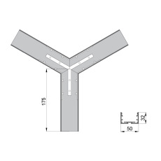 Соединитель  RVE-CONNECT-Y  угловой Y-образный для встраиваемого профиля 50x32 мм.