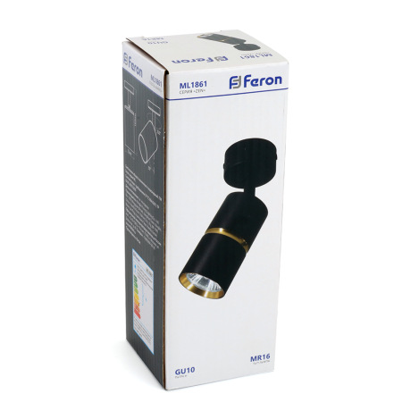 Светильник Feron ML1861 ZEN настенно-потолочный под лампу GU10, чёрный, золото