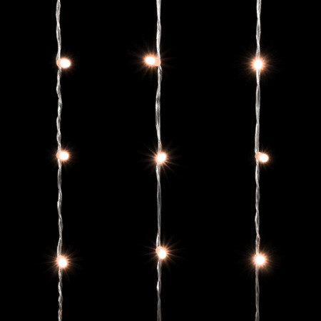 Гирлянда Занавес с Колпачком 2 x 3 м Экстра Тепло-Белый 220В, 600 LED, Провод Прозрачный ПВХ, IP65