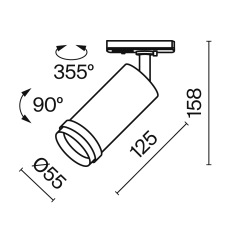 Трековый светильник Focus Led Zoom Unity 4000K 12Вт 15°, TR021-1-124K-Z-B